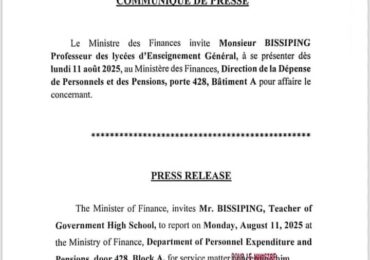 Présidentielle 2025 : Léopold BESSIPING convoqué au ministère des Finances, l’ex-candidat suspendu revient sur le devant de la scène