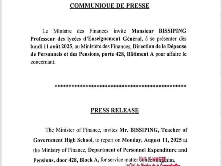 Présidentielle 2025 : Léopold BESSIPING convoqué au ministère des Finances, l’ex-candidat suspendu revient sur le devant de la scène