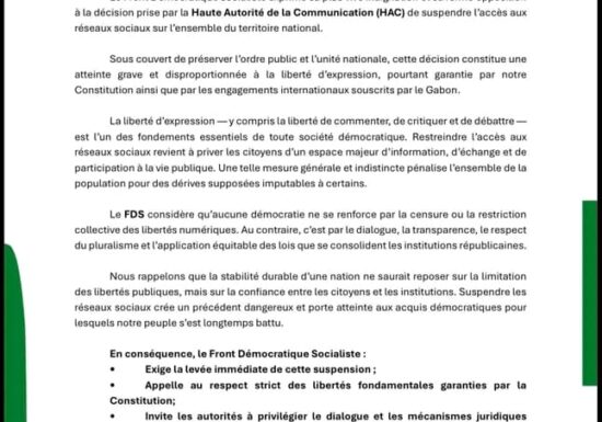 LES RÉSEAUX SOCIAUX SUSPENDUS AU GABON.