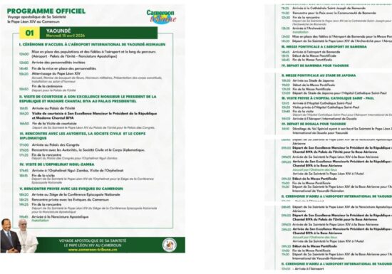 Visite du pape Léon XIV : Cameroon Tribune dévoile le programme officiel du séjour